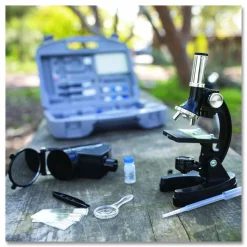 Educational Insights GeoSafari Micropro Microcope Set, 50x, 100x, 150x, 300x 600x Magnification, Plain Stage, Mirror Illuminator, Black, 95 Pieces