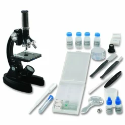 Educational Insights GeoSafari Micropro Microcope Set, 50x, 100x, 150x, 300x 600x Magnification, Plain Stage, Mirror Illuminator, Black, 95 Pieces