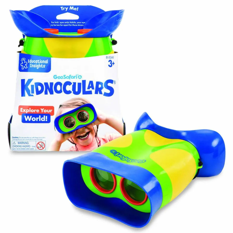 Educational Insights GeoSafari Jr. Kidnoculars, Ages 5 and Up, 8.6" x 7" x 8.9", Blue/Green/Yellow