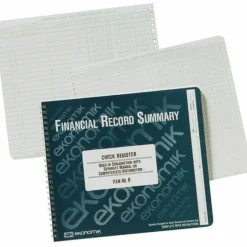 Ekonomik Check Registry, 1-Part, 8 3/4" x 10", 100% Recycled, White, 40 Sheets
