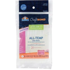 Elmer's CraftBond Mini Hot Glue Sticks, 4", Clear, Pack Of 24
