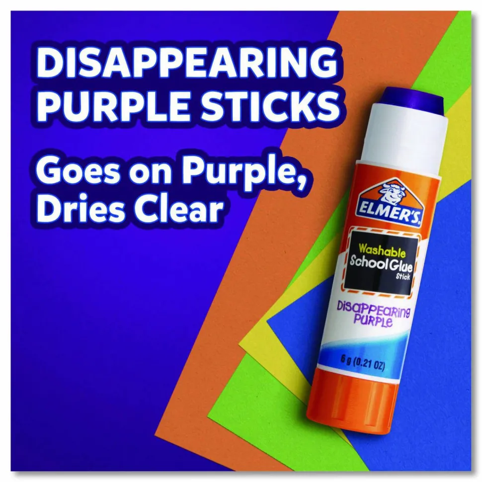 Elmer's Disappearing Purple School Glue Sticks, 0.77 Oz., Pack Of 30