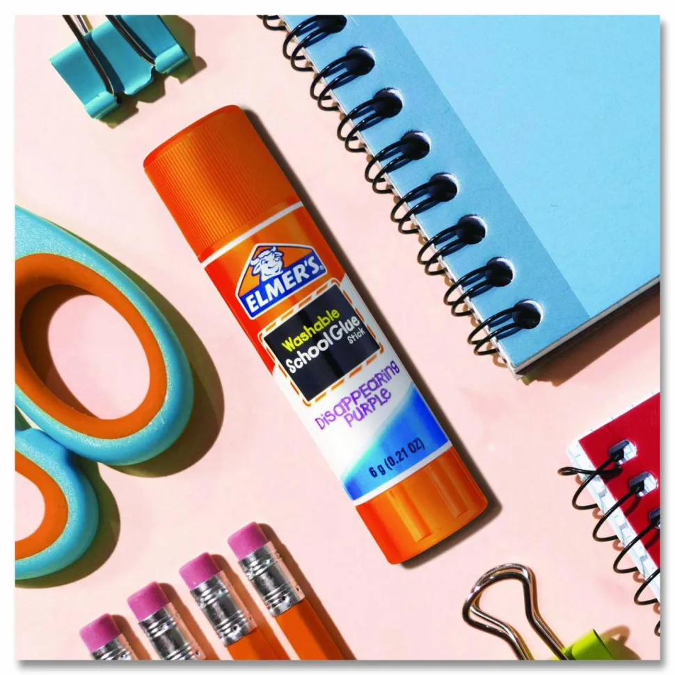 Elmer's Disappearing Purple School Glue Sticks, 0.77 Oz., Pack Of 30