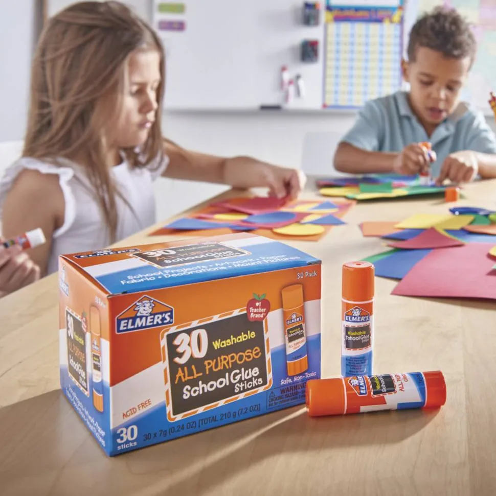 Elmer's Glue Stick Classroom Pack, All-Purpose Clear, Box Of 30