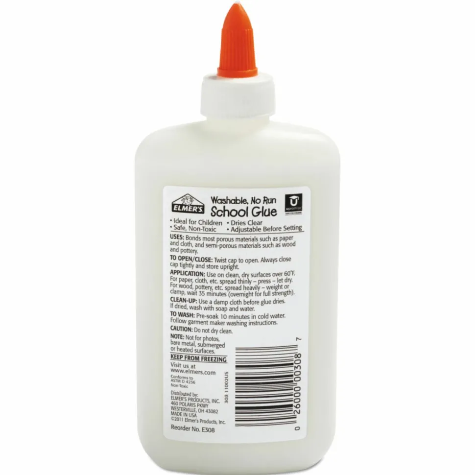 Elmer's Washable School Glue, 7.62 Oz, White