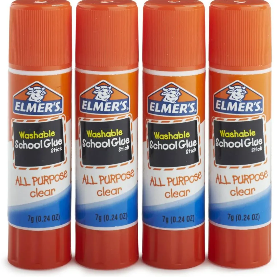 Elmer's Washable School Glue Sticks, 0.24 Oz, Pack Of 4