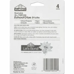 Elmer's Washable School Glue Sticks, 0.24 Oz, Pack Of 4