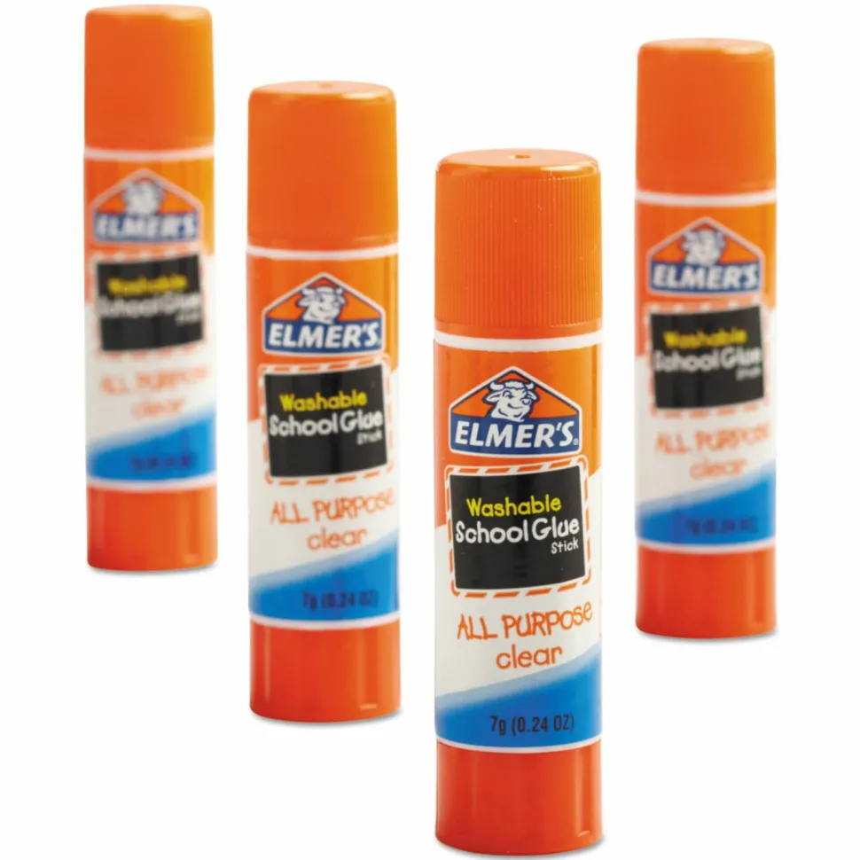 Elmer's Washable School Glue Sticks, 0.24 Oz, Pack Of 4