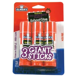 Elmer's Washable Disappearing Purple School Glue Sticks, 0.77 Oz, Pack Of 3 Sticks