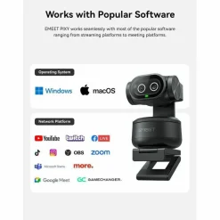 EMEET Pixy Dual-lens 4K PTZ Webcam with Gesture Control and Auto Tracking, Work with EMEET STUDIO