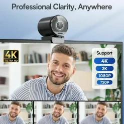 EMEET SmartCam S800 - 4K Webcam for Streaming, Sony 1/2'' Sensor, Supports HDR, PDAF & TOF Dual-autofocus, 1080P@60fps, 2 Noise-Cancelling Mics, 40°-73° FOV, Perfect for Live Streaming & Ultra Clear Meetings