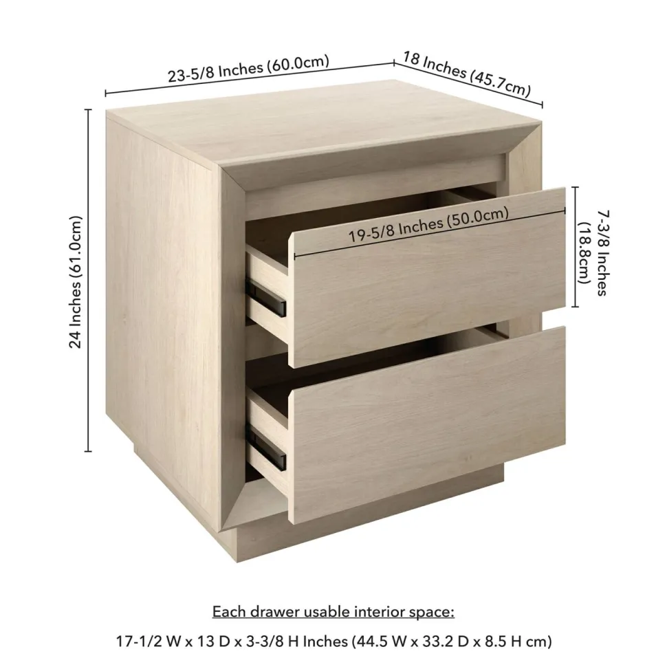 Emmett 24" Wide Rectangular Nightstand in Alder White