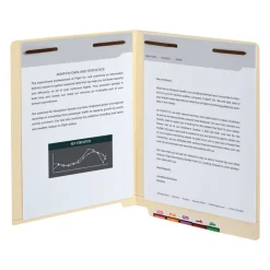 End Tab Fastener Folders, 2 Bonded Fasteners, Straight-Cut Tabs, Letter Size, Manila, Box Of 50