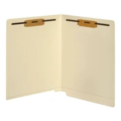 End Tab Fastener Folders, 2 Bonded Fasteners, Straight-Cut Tabs, Letter Size, Manila, Box Of 50