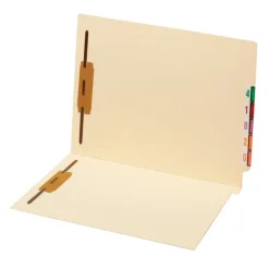 End Tab Fastener Folders, 2 Bonded Fasteners, Straight-Cut Tabs, Letter Size, Manila, Box Of 50