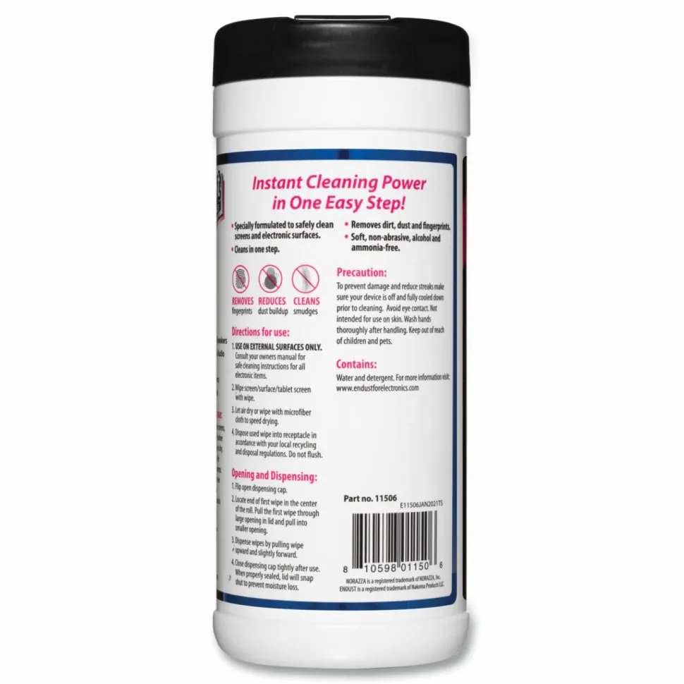 Endust For Electronics Screen Cleaner Wipes, Pack Of 70
