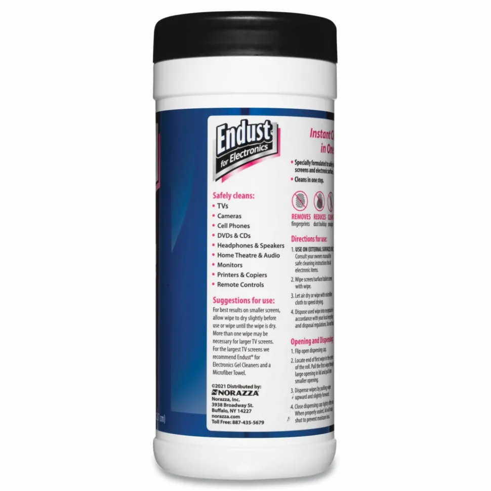 Endust For Electronics Screen Cleaner Wipes, Pack Of 70