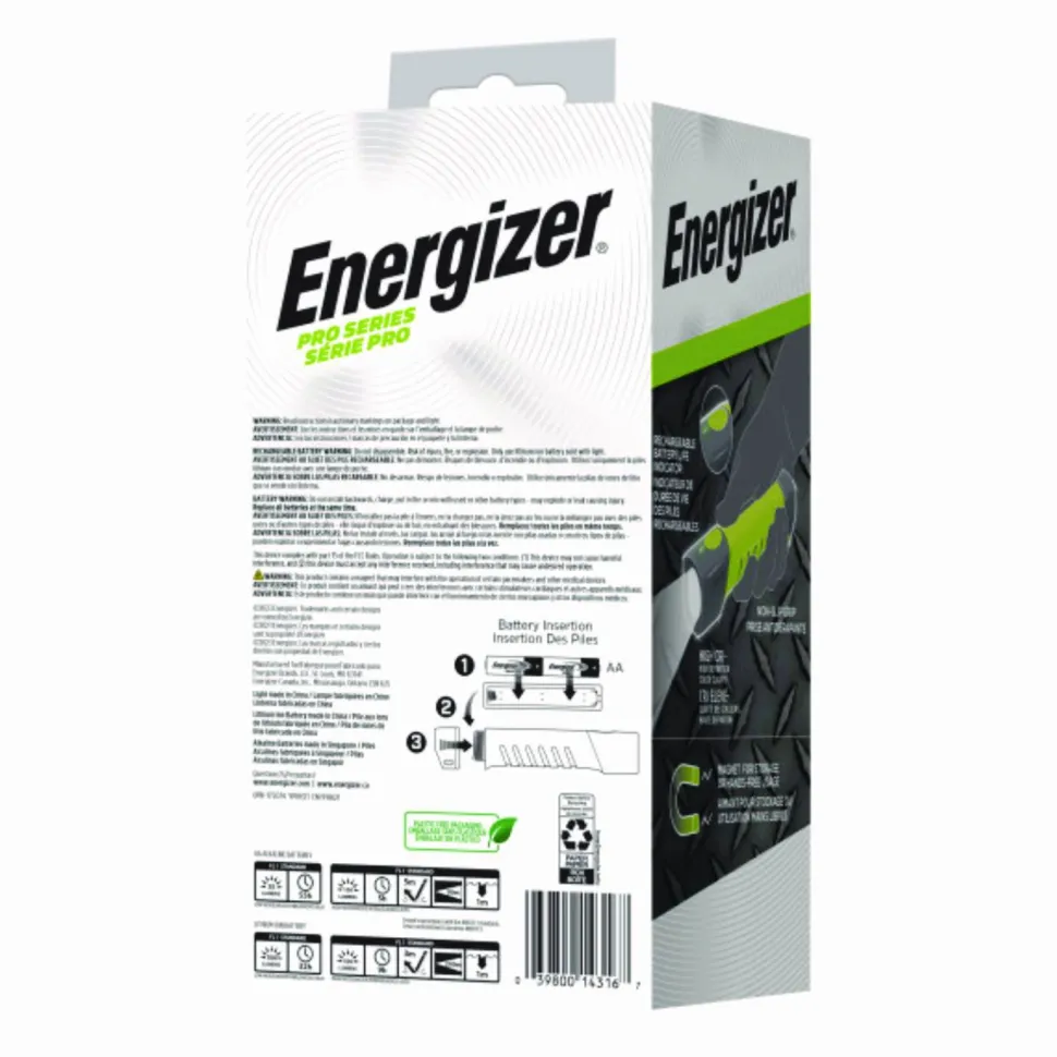 Energizer Pro Series Hybrid Handheld, Rechargeable Lithium Ion Battery/2 AA Batteries (Included), Gray/Green