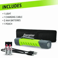Energizer Pro Series Hybrid Handheld, Rechargeable Lithium Ion Battery/2 AA Batteries (Included), Gray/Green