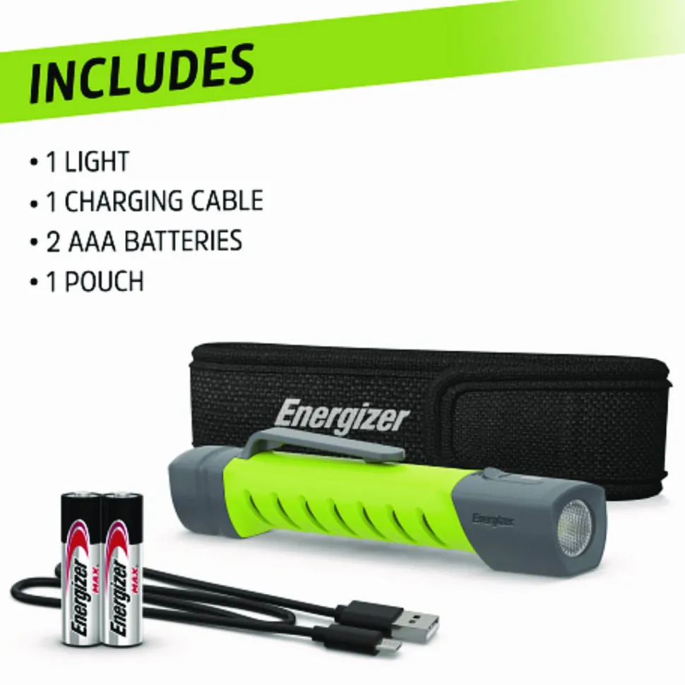 Energizer Pro Series Hybrid Handheld, Rechargeable Lithium Ion Battery/2 AA Batteries (Included), Gray/Green