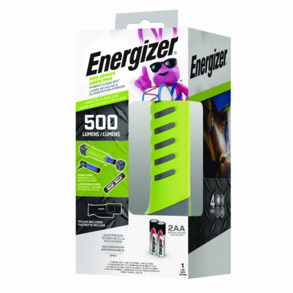 Energizer Pro Series Hybrid Handheld, Rechargeable Lithium Ion Battery/2 AA Batteries (Included), Gray/Green