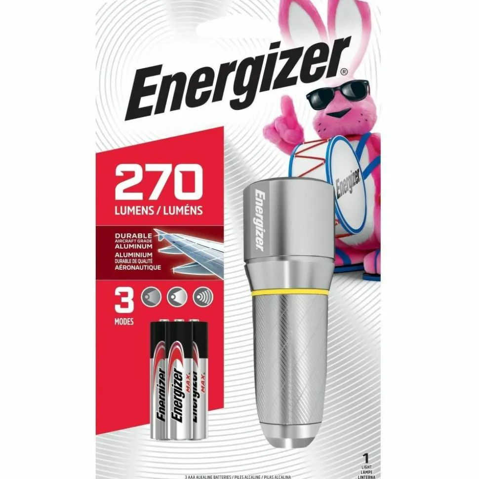 Energizer Vision HD Compact Metal Flashlight - LED - 270 lm Lumen - 3 x AA - Battery - Metal - Chrome - 1 Pack