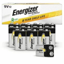 Energizer Industrial Alkaline 9-Volt Batteries, Pack Of 12