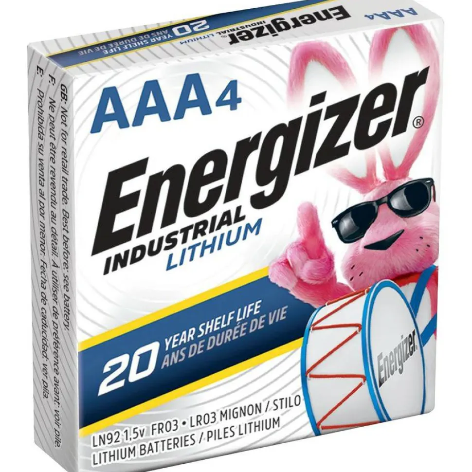 Energizer Industrial Lithium AAA Battery, 1.5 V, 4/Pack, 6 Packs/Box