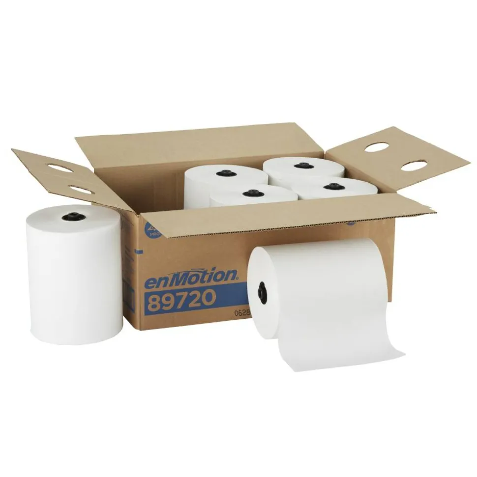 enMotion Flex Paper Towel Rolls, 1-Ply, White, 8.2" x 550' Rolls, 6 Rolls per Case