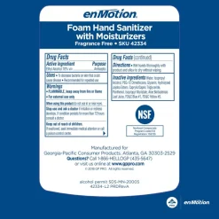 enMotion Gen2 Moisturizing Foam Hand Sanitizer Refills for Automated Dispensers, E-3 Rated, 1000 mL (33.81 Oz), 2 Bottles Per Case