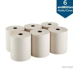 enMotion 8" Paper Towel Rolls, 1-Ply, 100% Recycled Fiber, Brown, 700 ft Per Roll, 6 Rolls Per Case