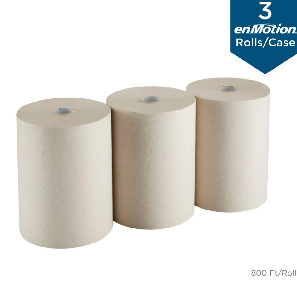 enMotion 10" Paper Towel Rolls, 1-Ply, 10"x 800', 100% Recycled Fiber, Brown, 800 ft Per Roll, 3 Rolls Per Case