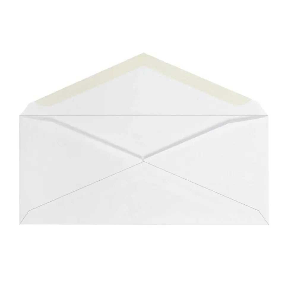 Envelopes, Left Window, 4-1/8" x 9-1/2", Gummed Seal, White, Box Of 500