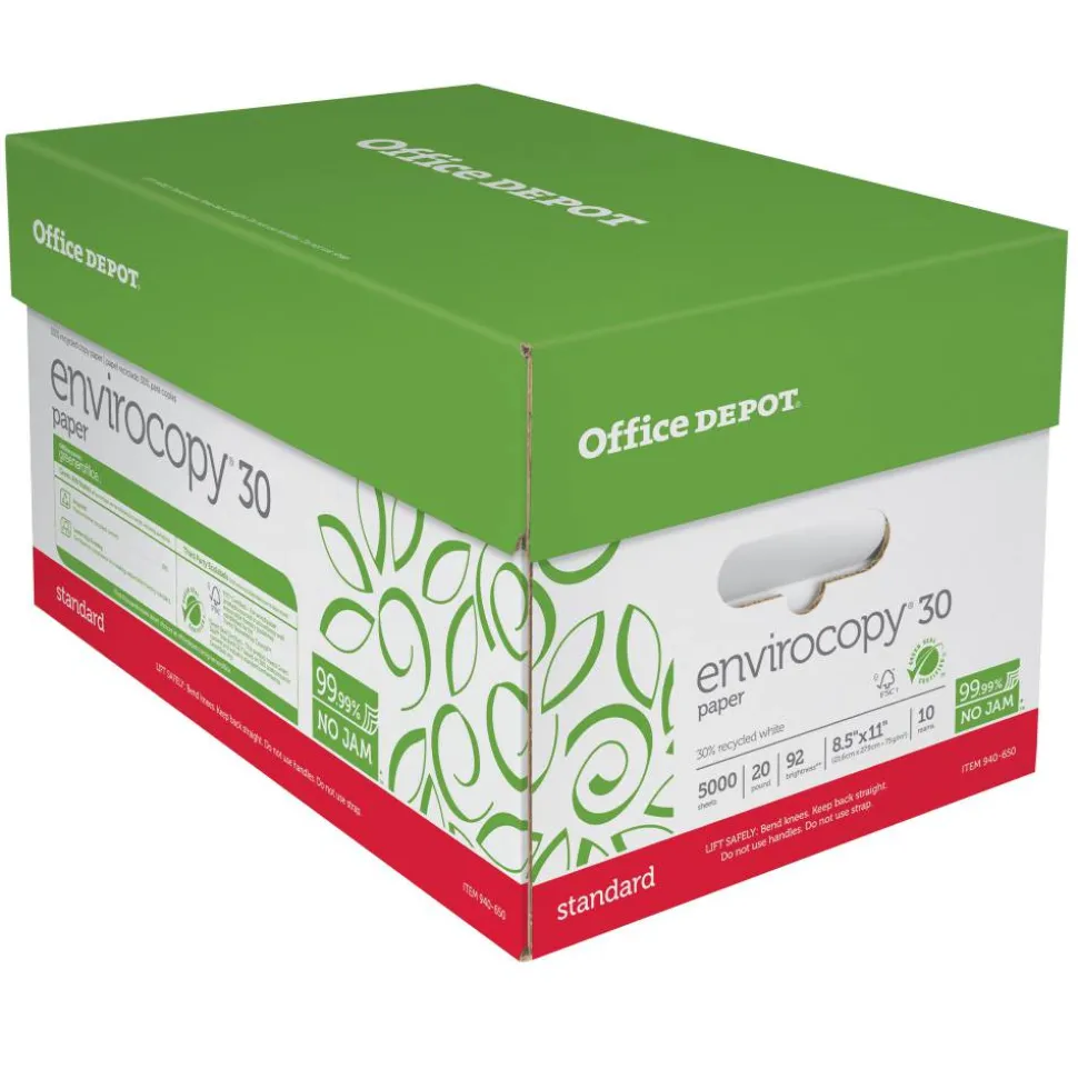 EnviroCopy Copy Paper, White, Letter (8.5" x 11"), 5000 Sheets Per Case, 20 Lb, 30% Recycled, FSC Certified, 651001OD