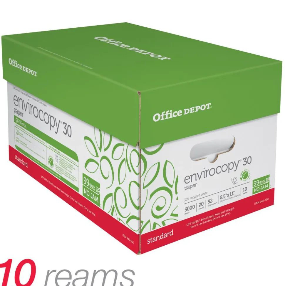 EnviroCopy Copy Paper, White, Letter (8.5" x 11"), 5000 Sheets Per Case, 20 Lb, 30% Recycled, FSC Certified, 651001OD
