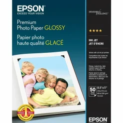 Epson Premium Glossy Photo Paper, Letter Size (8 1/2" x 11"), Pack Of 50 Sheets