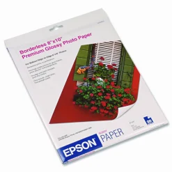 Epson Premium Photo Paper, 10.4 mil, 8 x 10, High-Gloss Bright White, 20/Pack