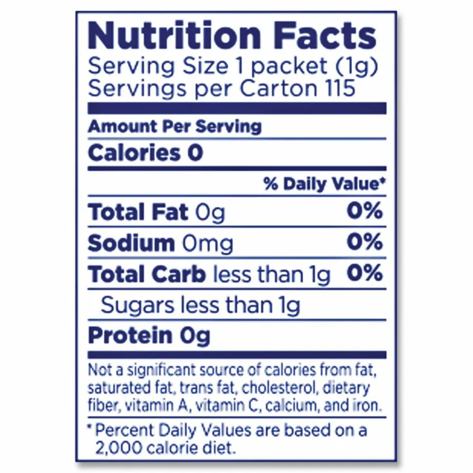 Equal Zero Calorie Sweetener, 1 g Packet, 115/Box