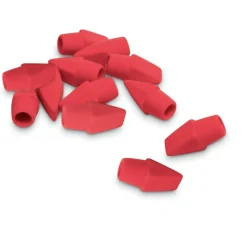Eraser Caps, Red, Pack Of 12 Eraser Caps