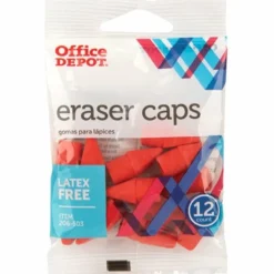 Eraser Caps, Red, Pack Of 12 Eraser Caps
