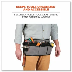 ergodyne Arsenal 5707 Canvas Waist Apron, 14 Compartments, 25.5 x 34, Canvas, Gray