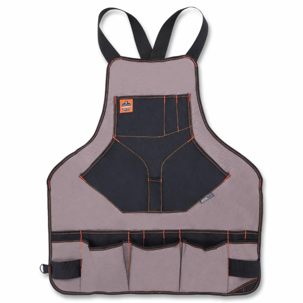 ergodyne Arsenal 5704 Canvas Tool Apron, 22 Compartments, 25.5 x 28, Canvas, Gray