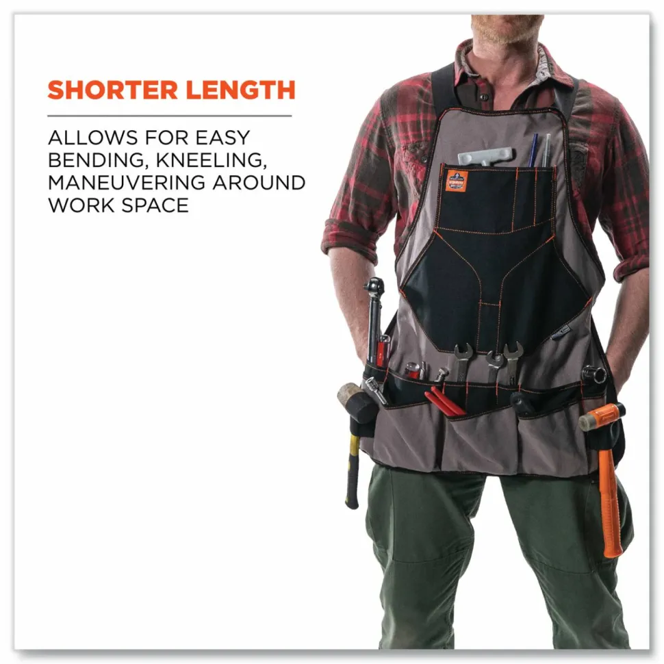 ergodyne Arsenal 5704 Canvas Tool Apron, 22 Compartments, 25.5 x 28, Canvas, Gray