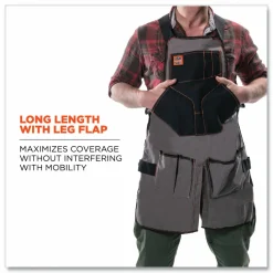 ergodyne Arsenal 5705 Extended Length Canvas Tool Apron, 13 Compartments, 25.5 x 34, Canvas, Gray