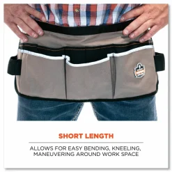 ergodyne Arsenal 5706 13-Pocket Waist Apron, 13 Compartments, 23 x 9, Canvas, Gray