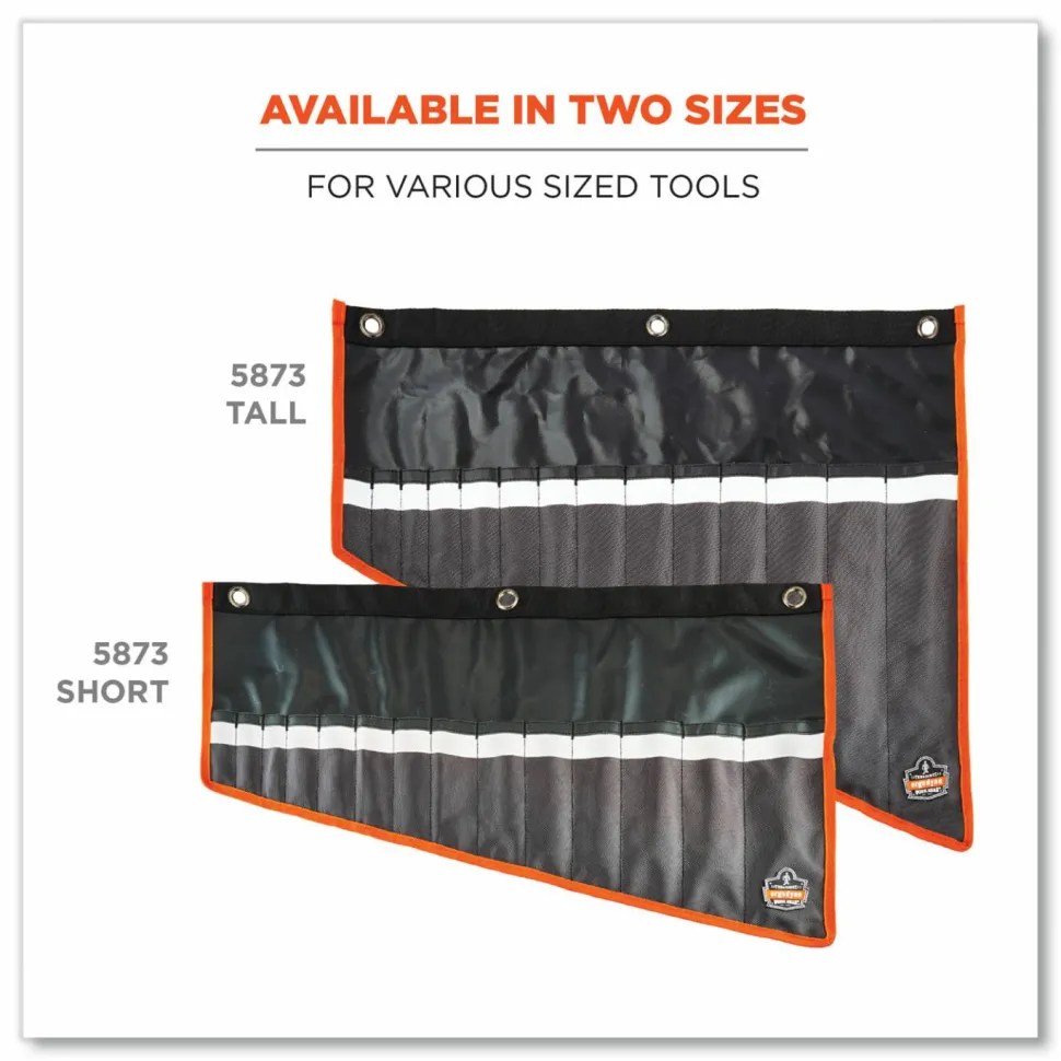 ergodyne Arsenal 5873 Polyester Wrench Roll Up, 14 Compartments, 26.5 x 16.5, Polyester, Black
