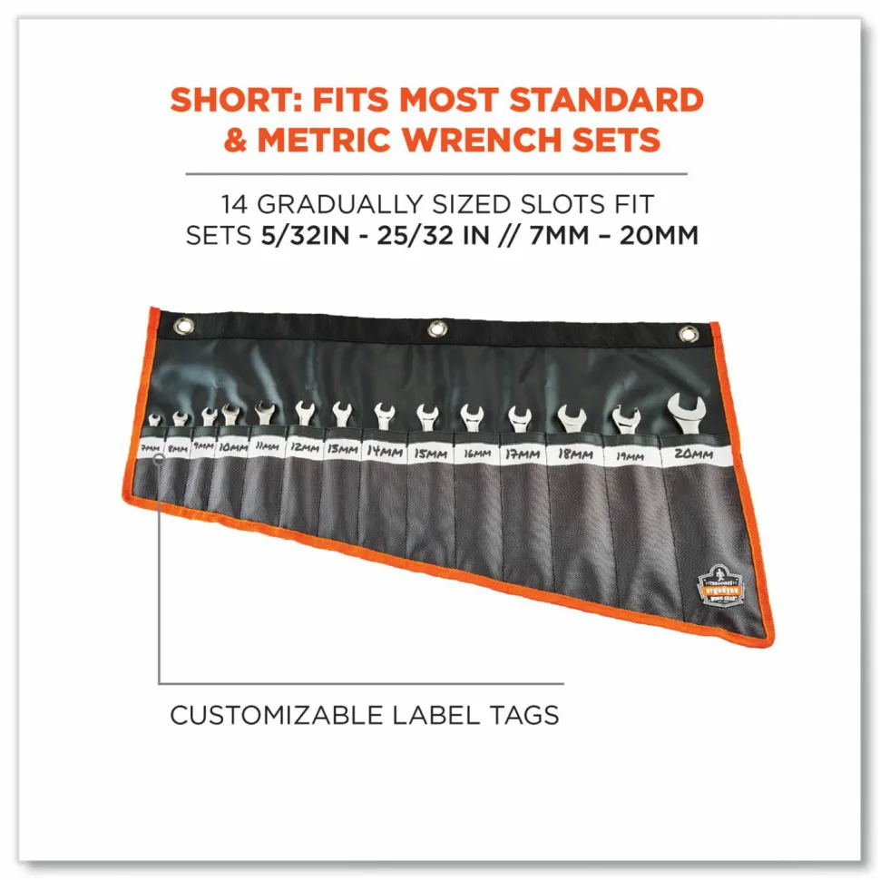 ergodyne Arsenal 5873 Polyester Wrench Roll Up, 14 Compartments, 26.5 x 16.5, Polyester, Black