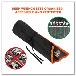 ergodyne Arsenal 5873 Polyester Wrench Roll Up, 14 Compartments, 26.5 x 5, Polyester, Black