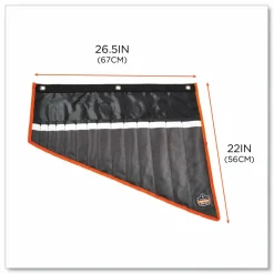 ergodyne Arsenal 5873 Polyester Wrench Roll Up, 14 Compartments, 26.5 x 5, Polyester, Black