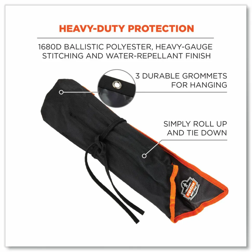 ergodyne Arsenal 5873 Polyester Wrench Roll Up, 14 Compartments, 26.5 x 5, Polyester, Black